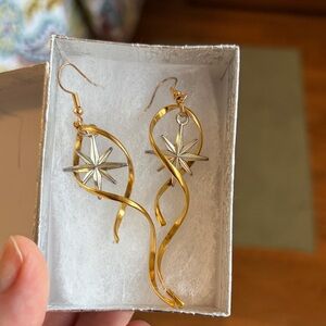 Elegant Gold and Silver Star Earrings